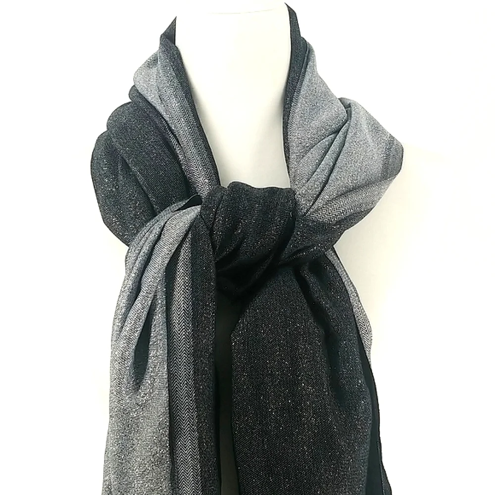 Calvin Klein Black Shimmer Silver Frey Scarf
